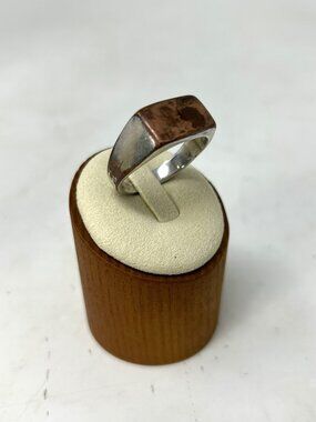 W/Q signed Men’s Ring sz 13 ¾ Silver over Copper Signet Style Band 11.2g